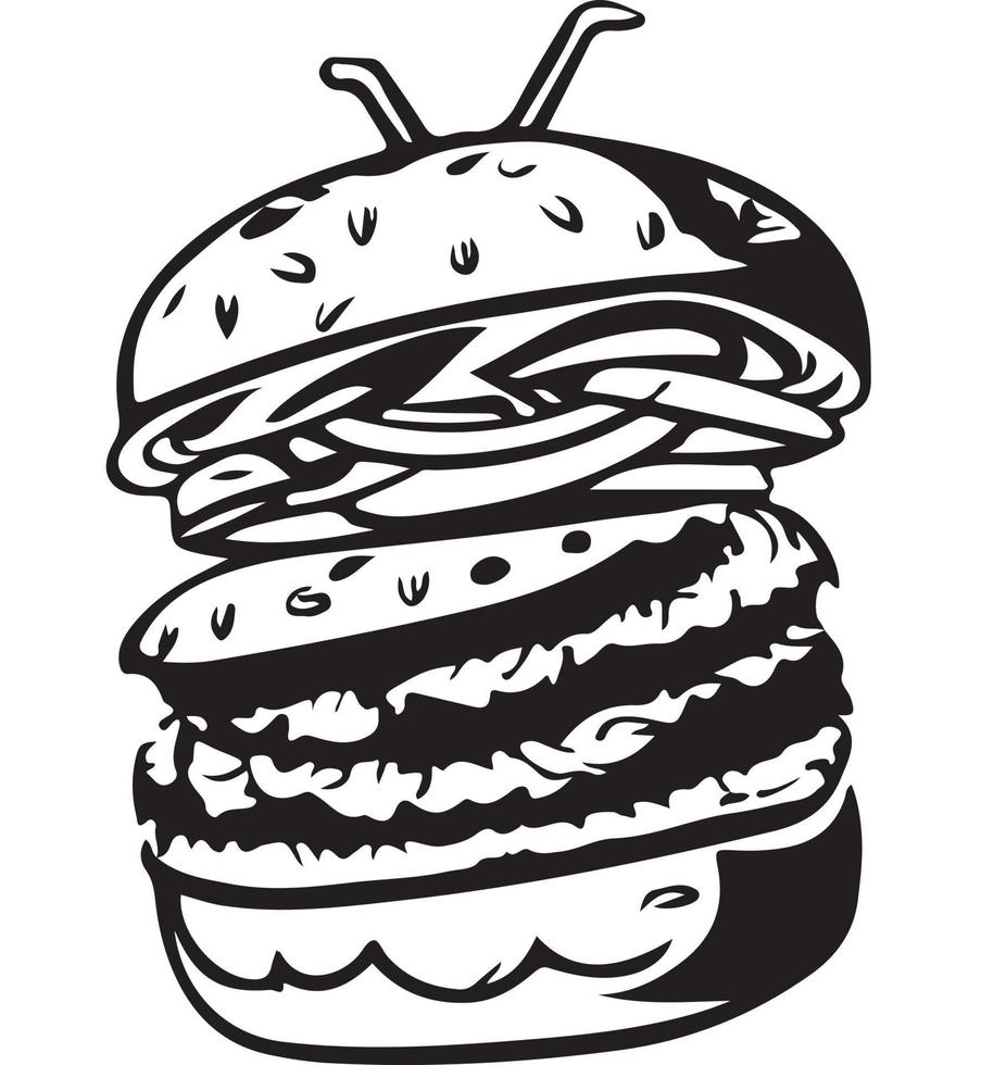 Fast Food Hamburger Illustration for Vinyl Cutting vector