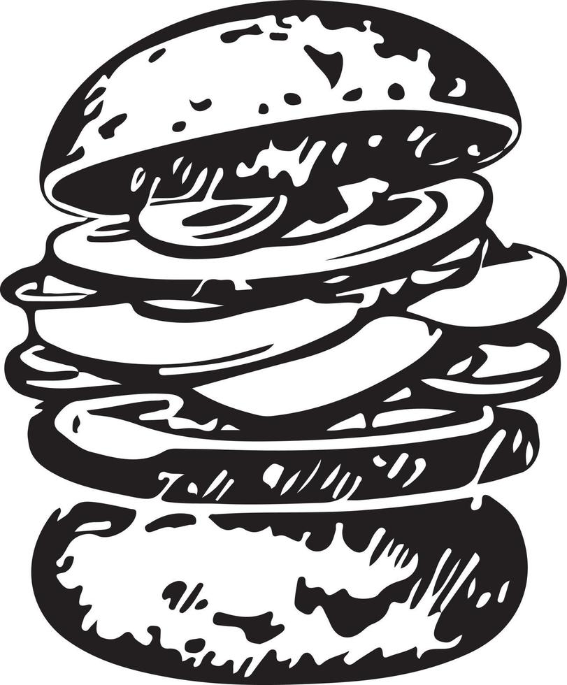 Fast Food Hamburger Illustration for Vinyl Cutting vector