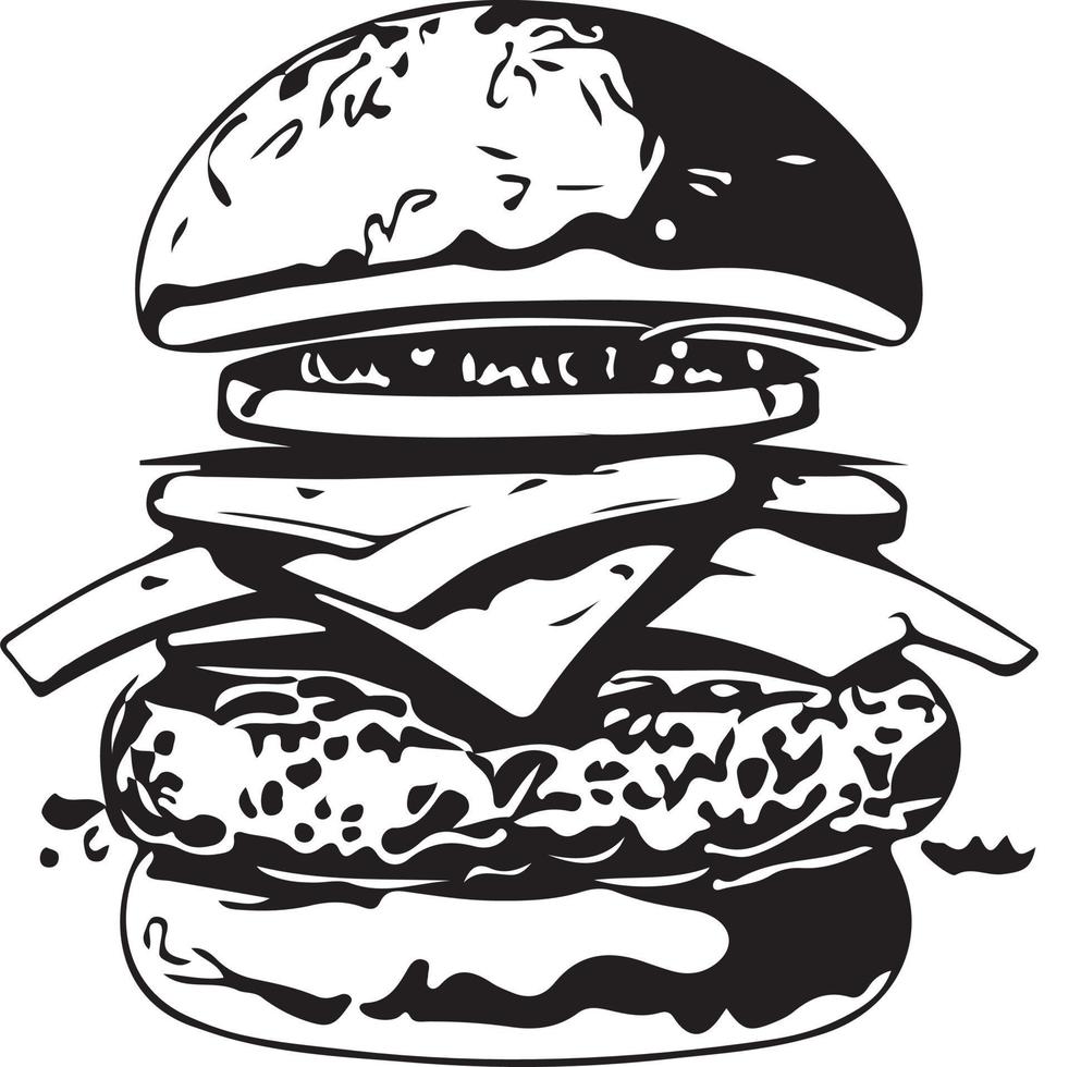 Fast Food Hamburger Illustration for Vinyl Cutting vector