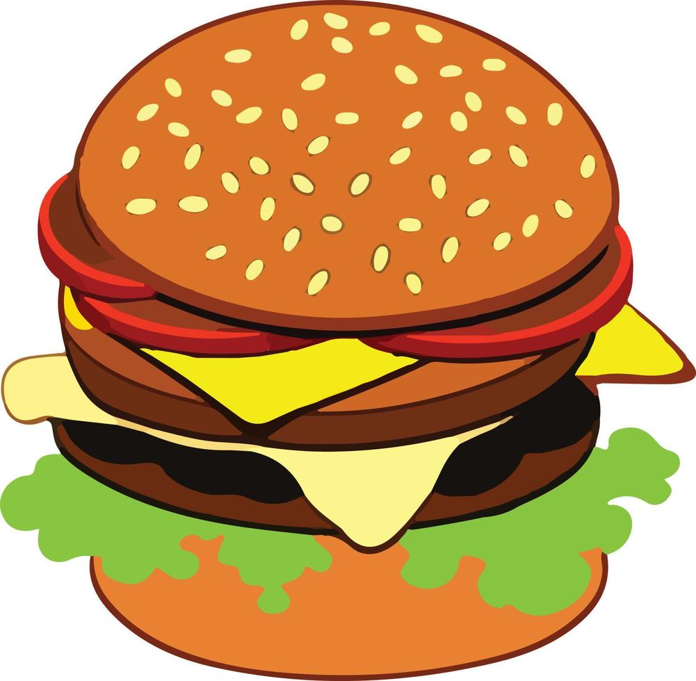 Realistic Cheeseburger Illustration with Sesame Seeds vector