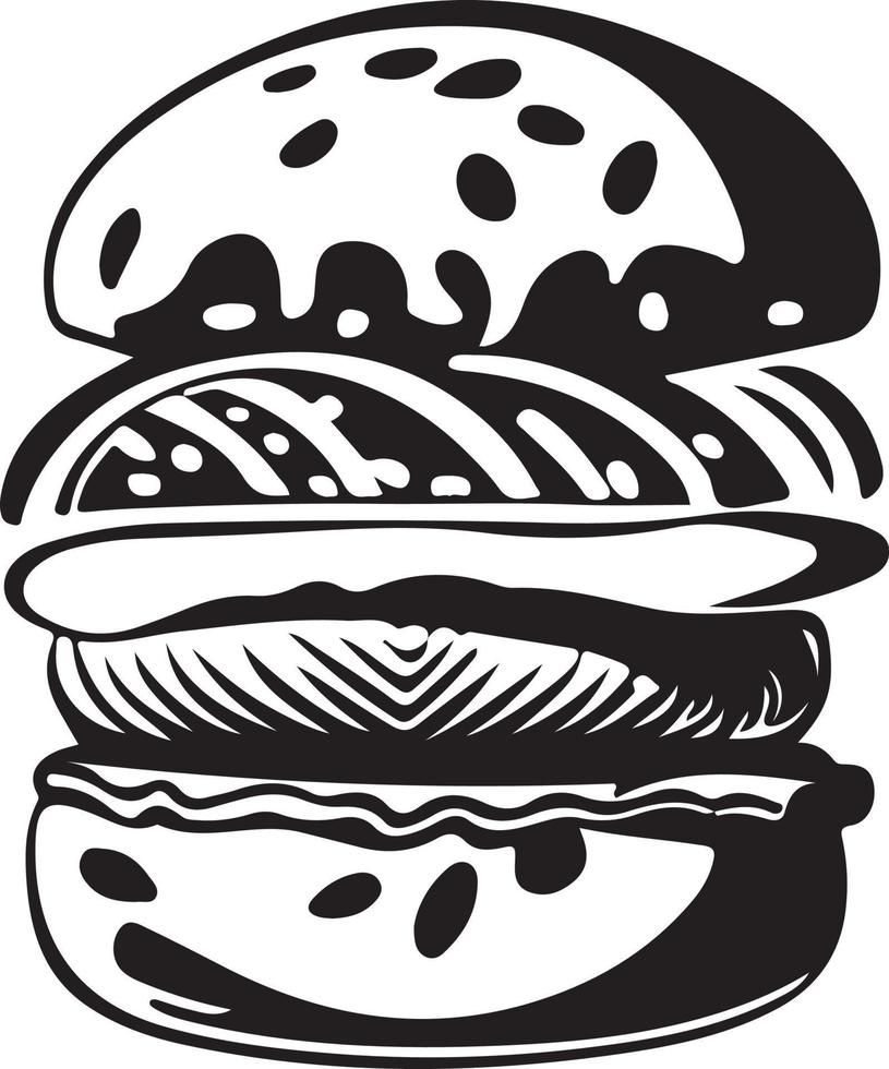 Fast Food Hamburger Illustration for Vinyl Cutting vector