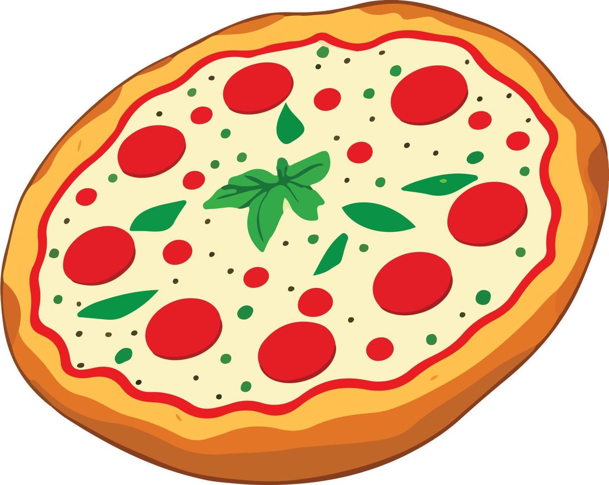 Delicious Pizza with Tomato and Mozzarella vector