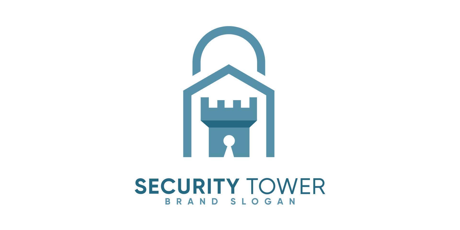 sencillo seguridad candado torre logo con moderno estilo prima vector