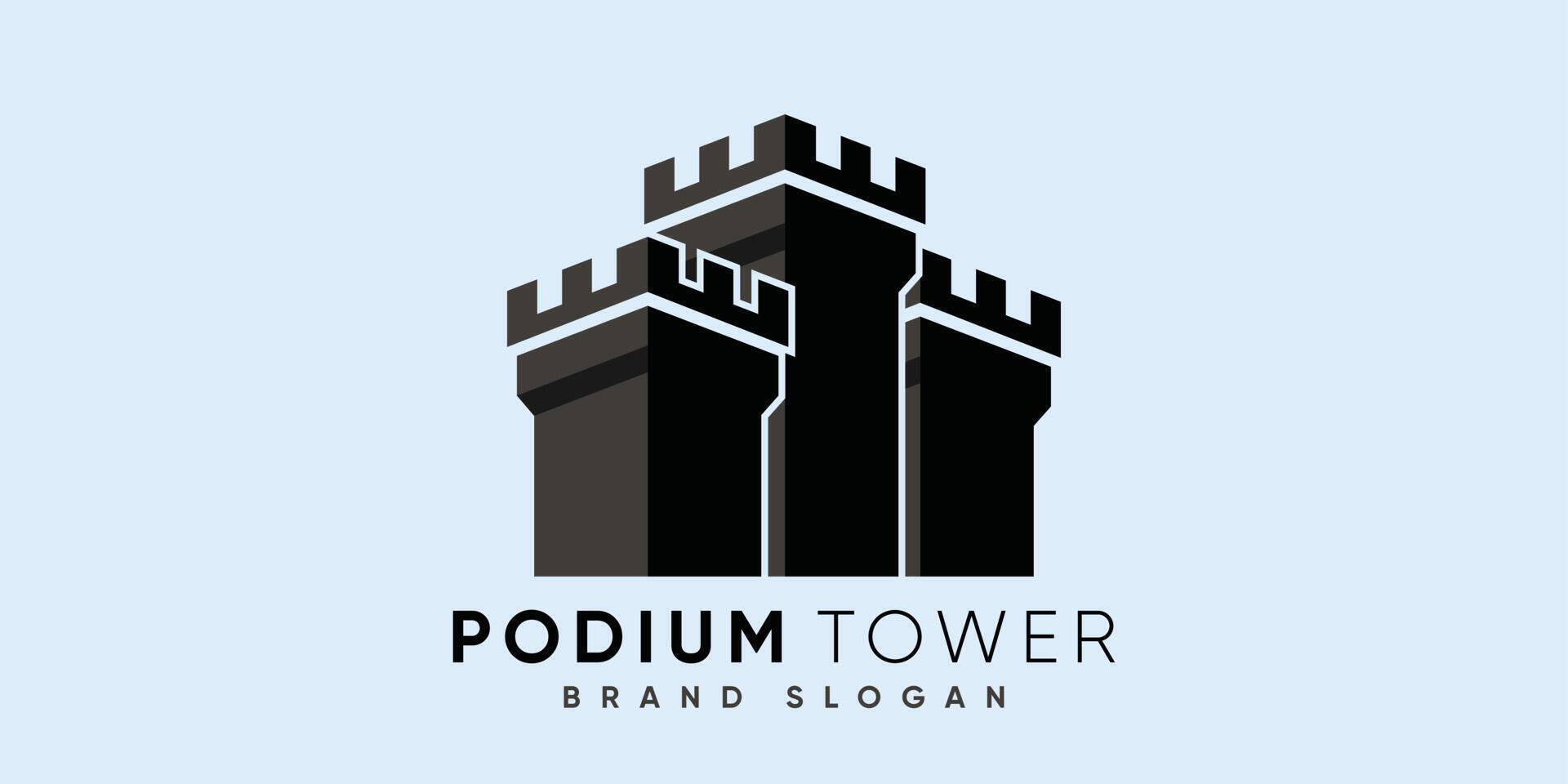 podium tower logo with modern design premium vector