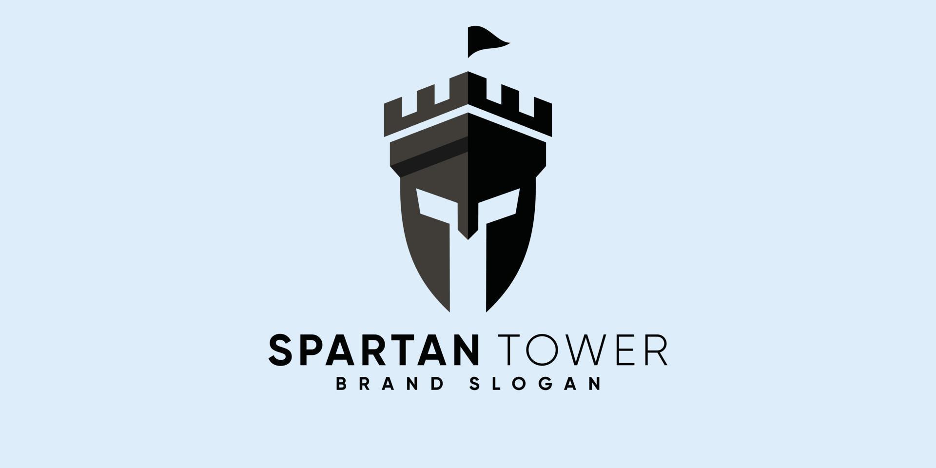 espartanos torre logo con moderno diseño prima vector