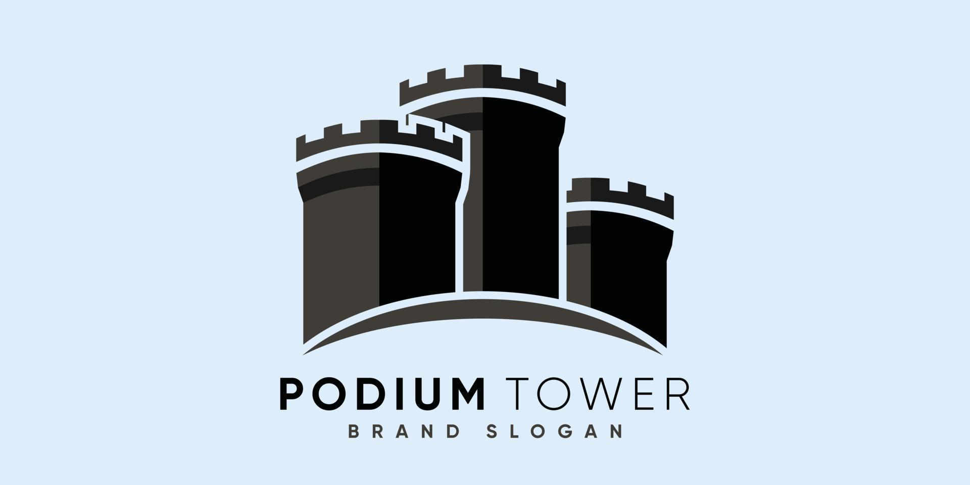 podio torre logo con moderno diseño prima vector