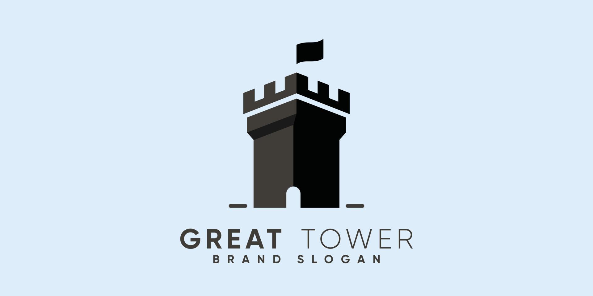 genial torre logo con moderno diseño prima vector