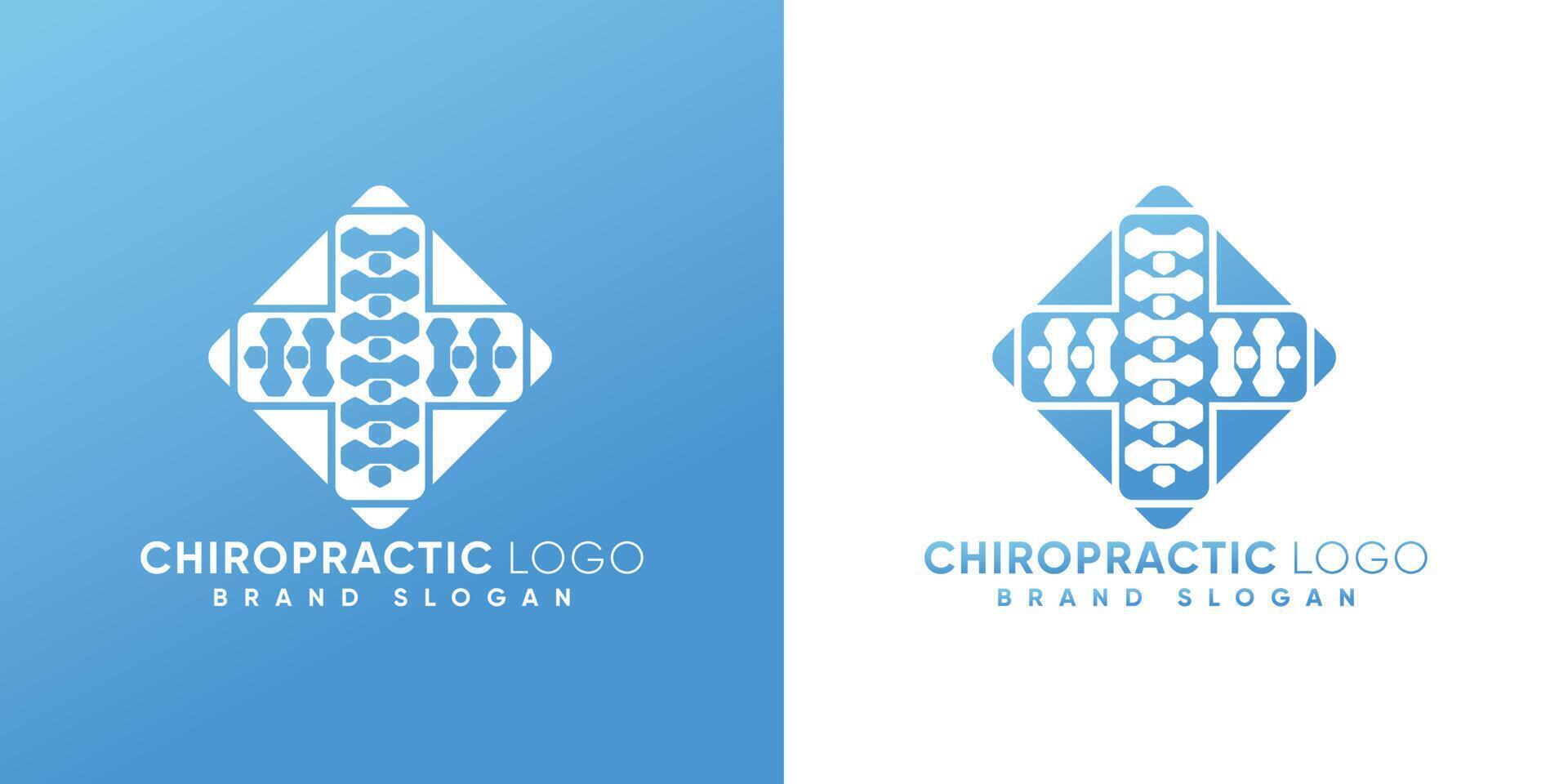 logotipo de quiropráctica con signo de médico vector premium de estilo moderno