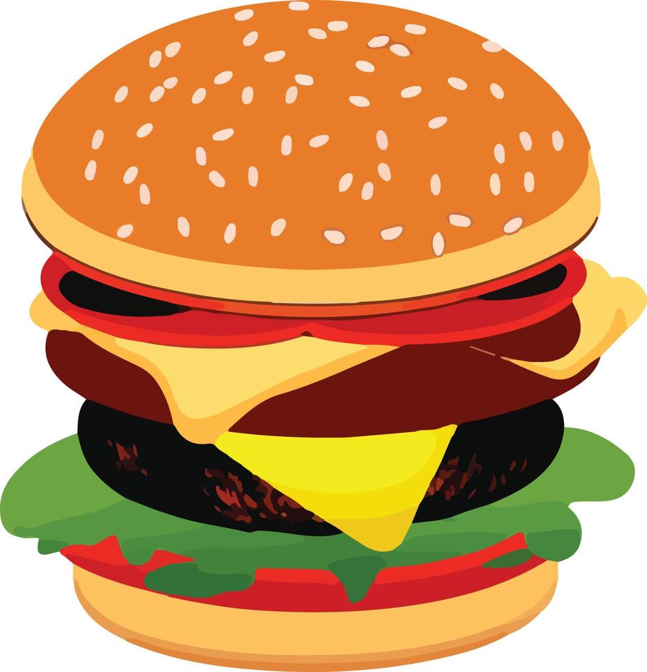 Realistic Cheeseburger Illustration with Sesame Seeds vector