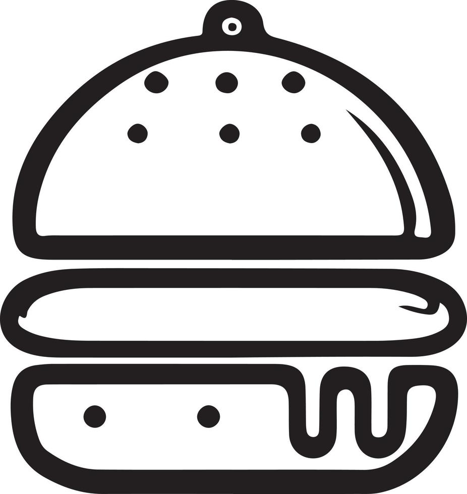 Minimalist Burger Icon on White Background. Fast Food Symbol. vector