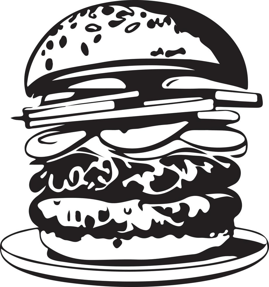 Fast Food Hamburger Illustration for Vinyl Cutting vector