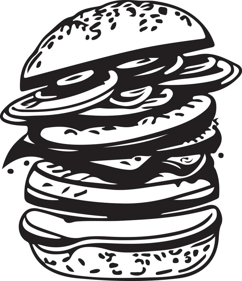 Fast Food Hamburger Illustration for Vinyl Cutting vector