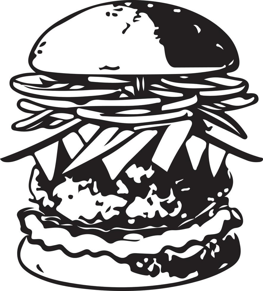 Fast Food Hamburger Illustration for Vinyl Cutting vector