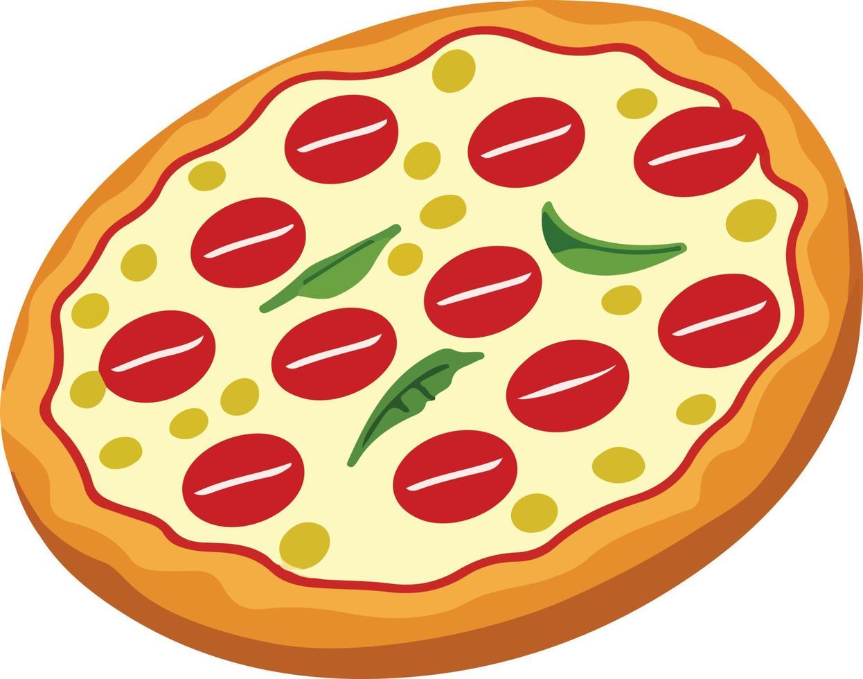 Delicious Pizza with Tomato and Mozzarella vector