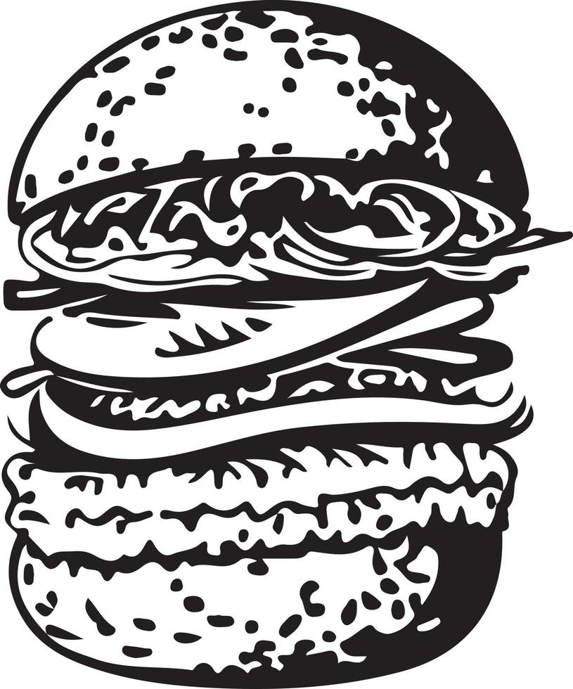 Fast Food Hamburger Illustration for Vinyl Cutting vector