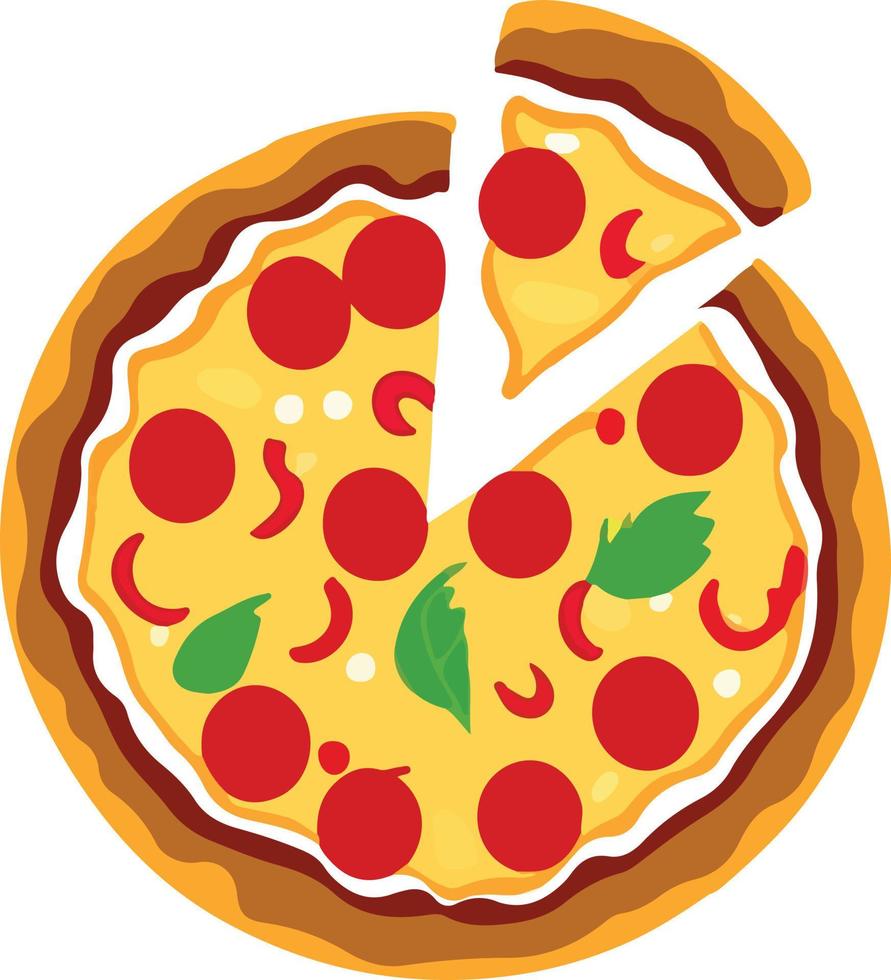 delicioso pepperoni Pizza en blanco antecedentes vector