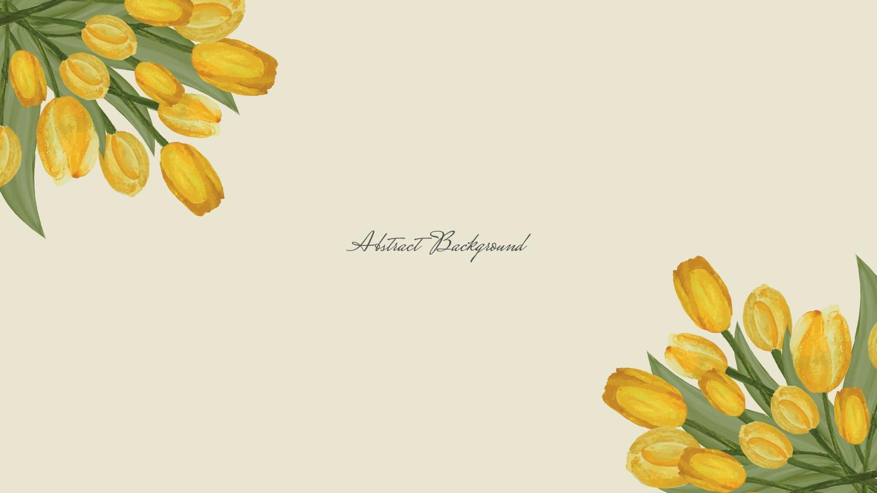 Horizontal spring background, banner with a bouquet of yellow tulips for postcard design. Vector