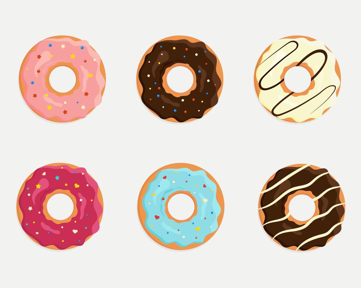 Sweet donuts set. Dessert vector illustration design.