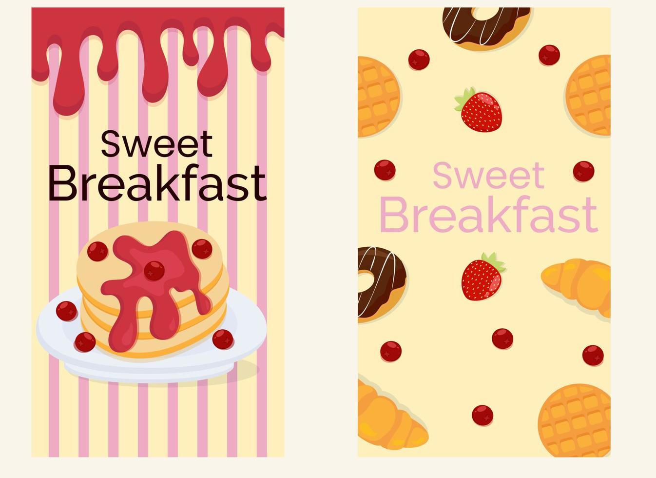 social medios de comunicación cuentos modelo para restaurante o café dulce desayuno. vector