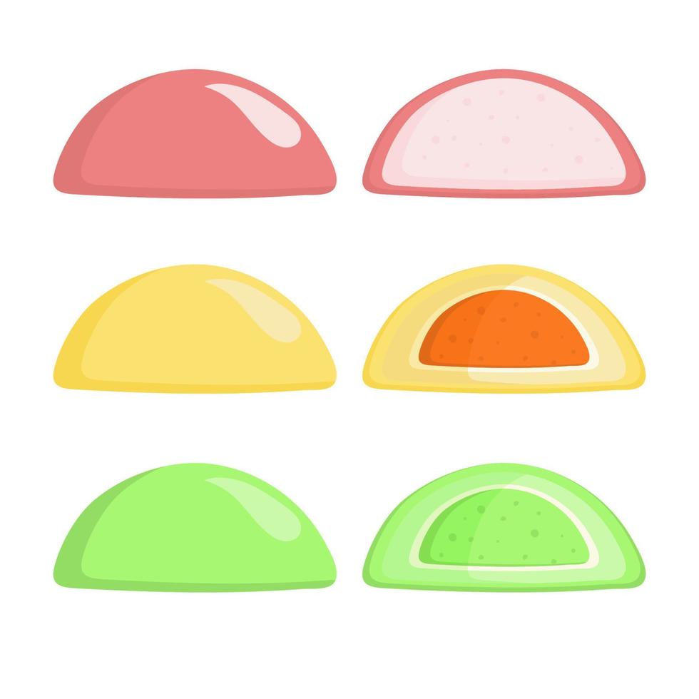 Japanese sweet , mochi set on the white background. Vector illustration