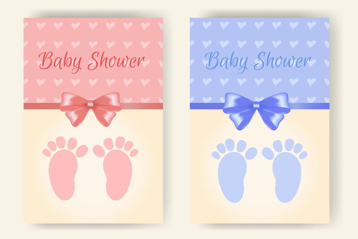 Baby shower cards set. Template for party invitation with hearts background. vector