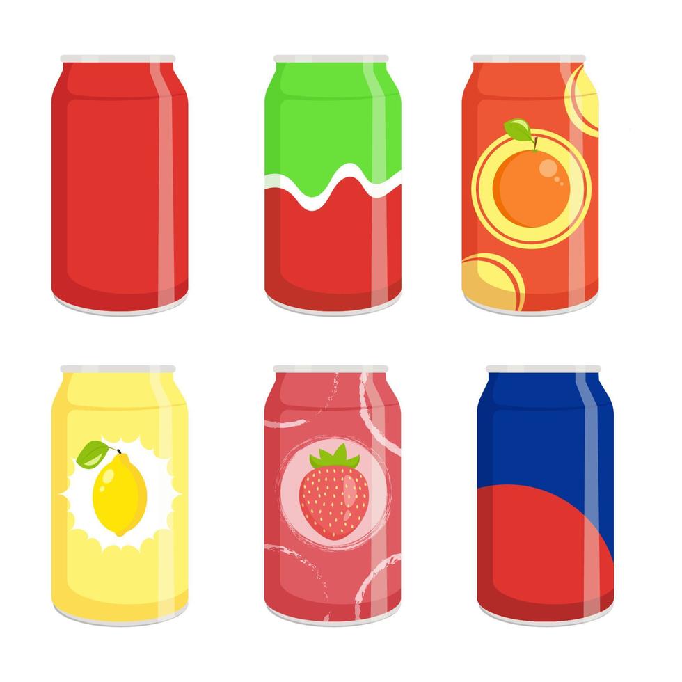 Soda cans collection. Vector illustration