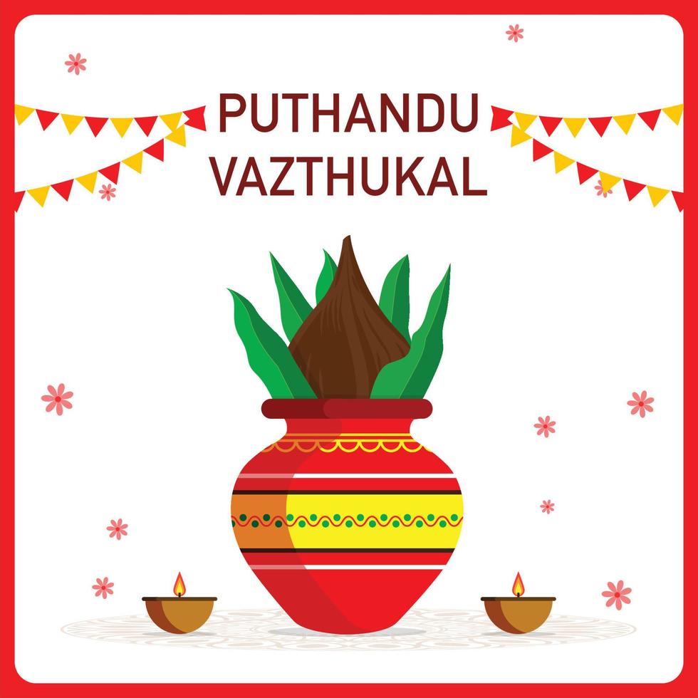 Vector illustration on Tamil new year Puthandu with festive elements