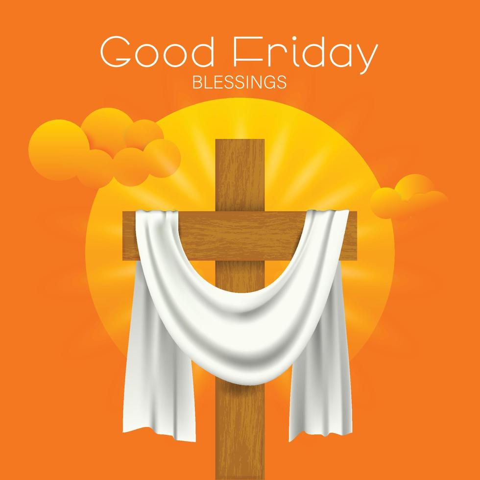 GOOD FRIDAY banner template. Christian Cross with beautiful background vector