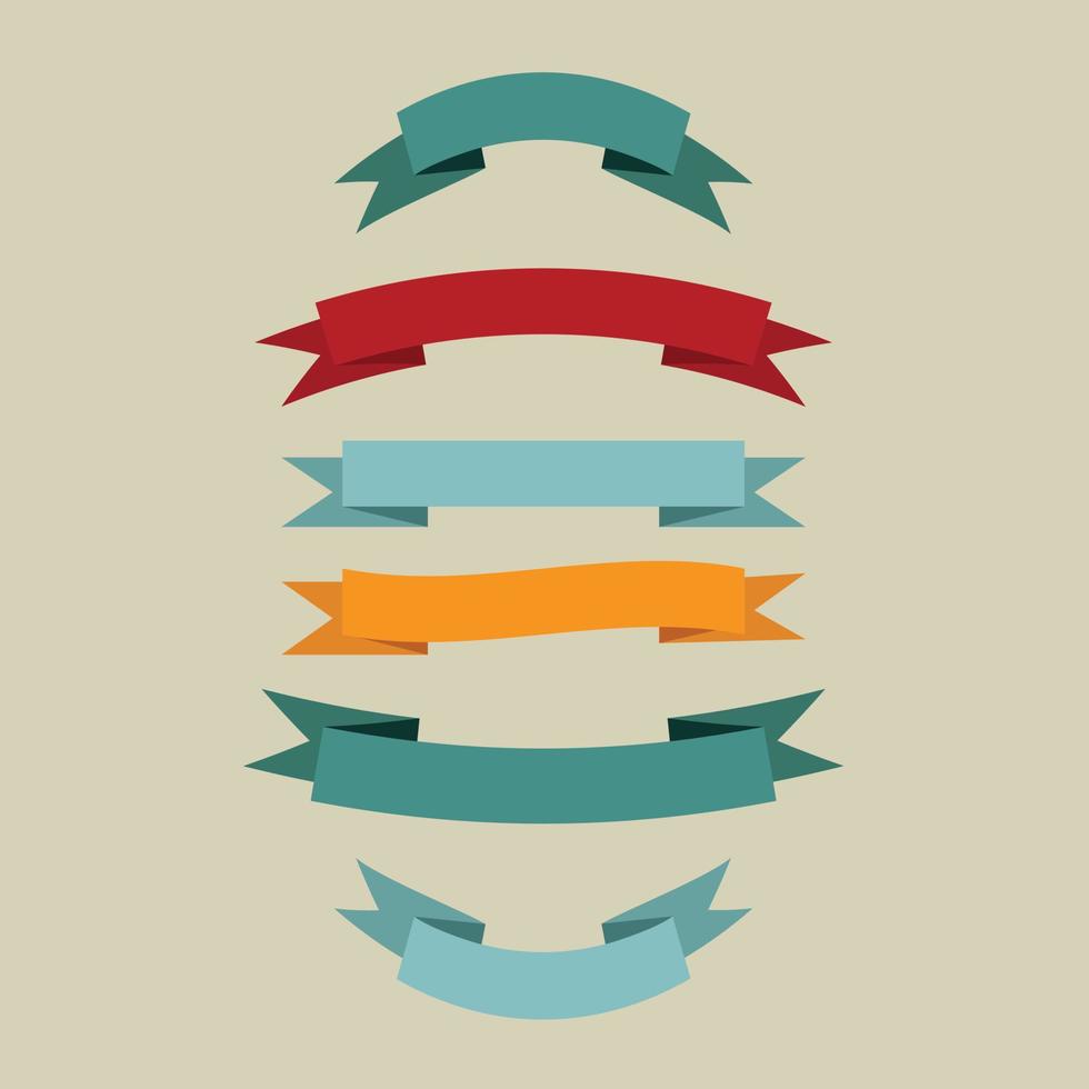 Ribbon elements. Starburst label. Vintage. Modern simple ribbons collection. Vector illustration