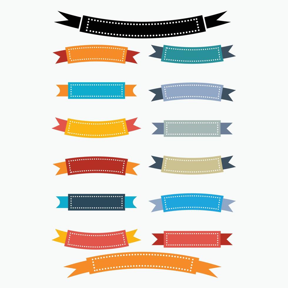 Ribbon elements. Starburst label. Vintage. Modern simple ribbons collection. Vector illustration