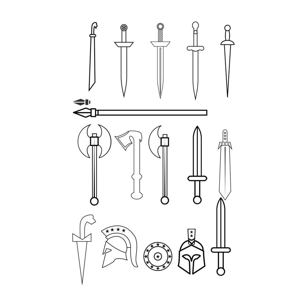 medieval arma conjunto vector ilustración