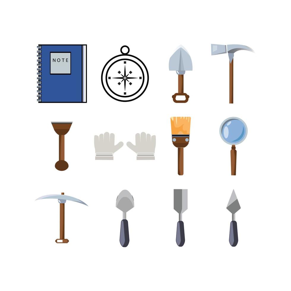 Archeologist working Tools and new concept vector