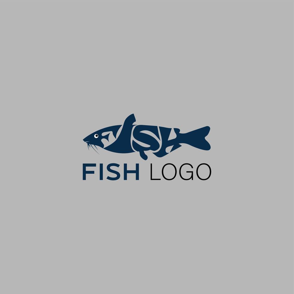 Fish letter logo and new concept. Cat fish logo. fish line logo, Simple and cool fish logo template vector