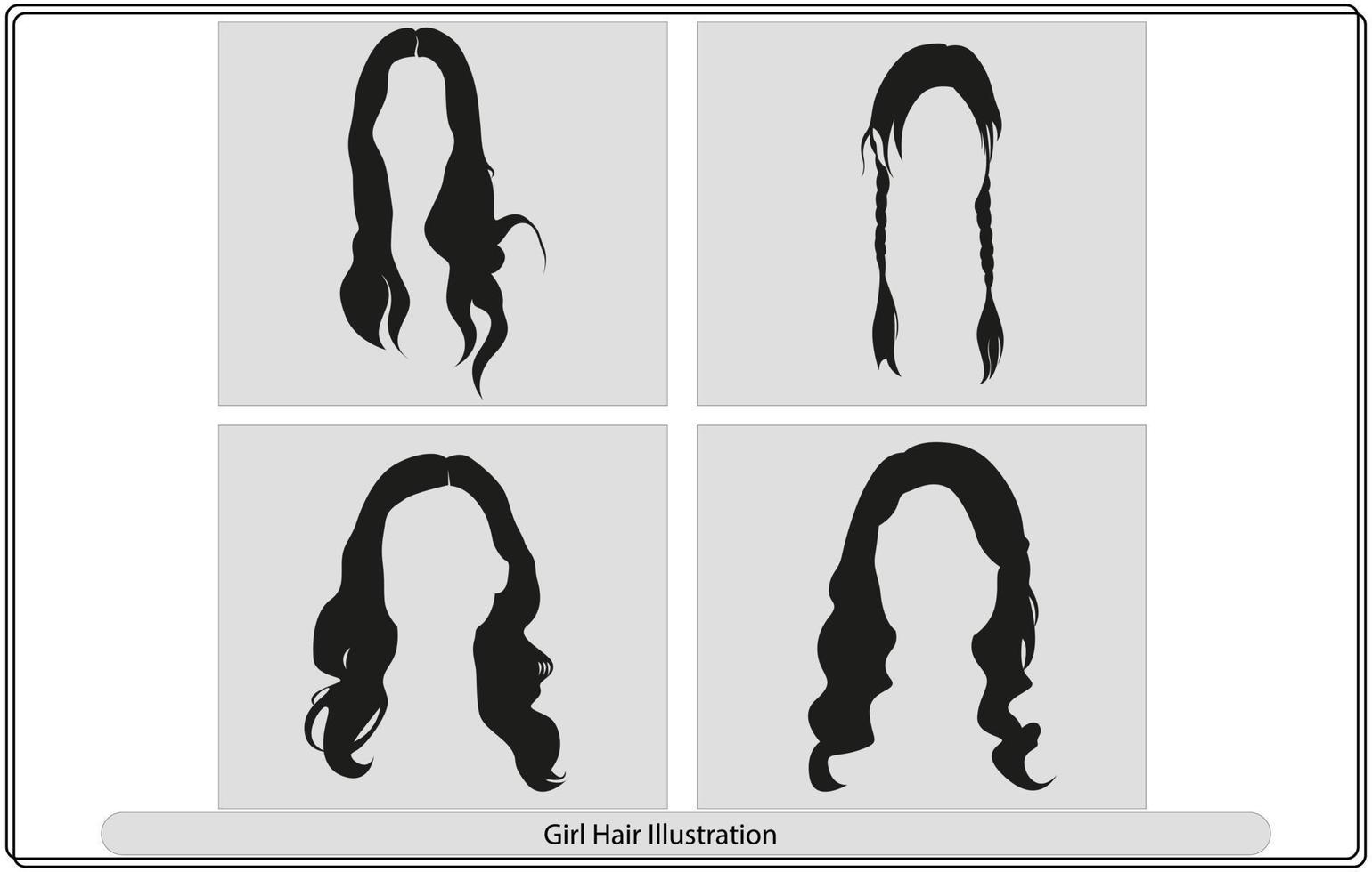 conjunto de siluetas de un perfil de muchachas con volador cabello. vector. vector