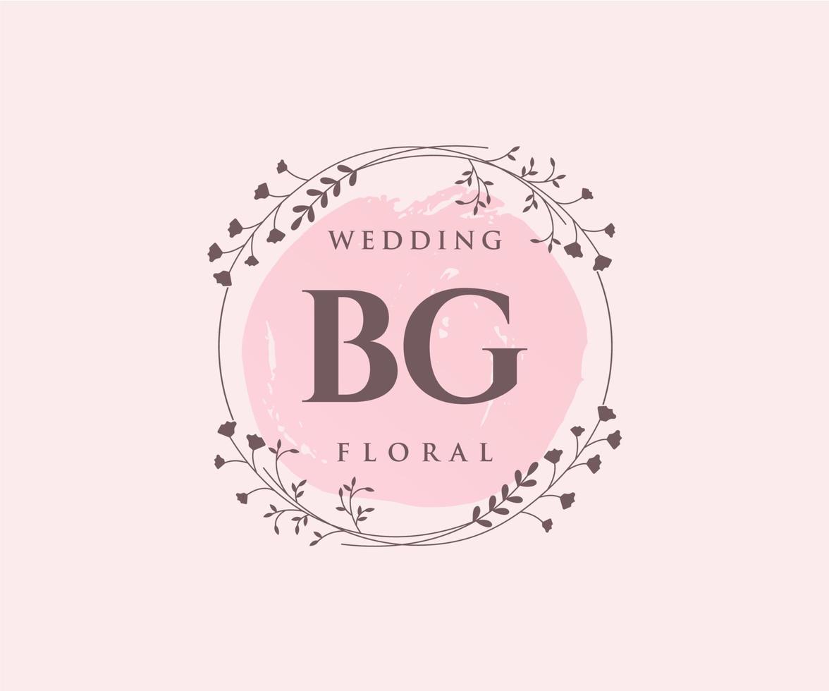 BG Initials letter Wedding monogram logos template, hand drawn modern minimalistic and floral templates for Invitation cards, Save the Date, elegant identity. vector
