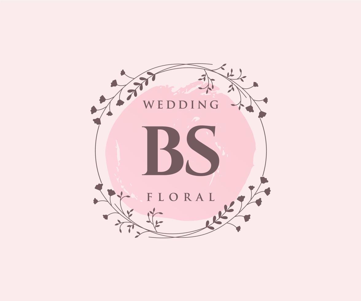BS Initials letter Wedding monogram logos template, hand drawn modern minimalistic and floral templates for Invitation cards, Save the Date, elegant identity. vector