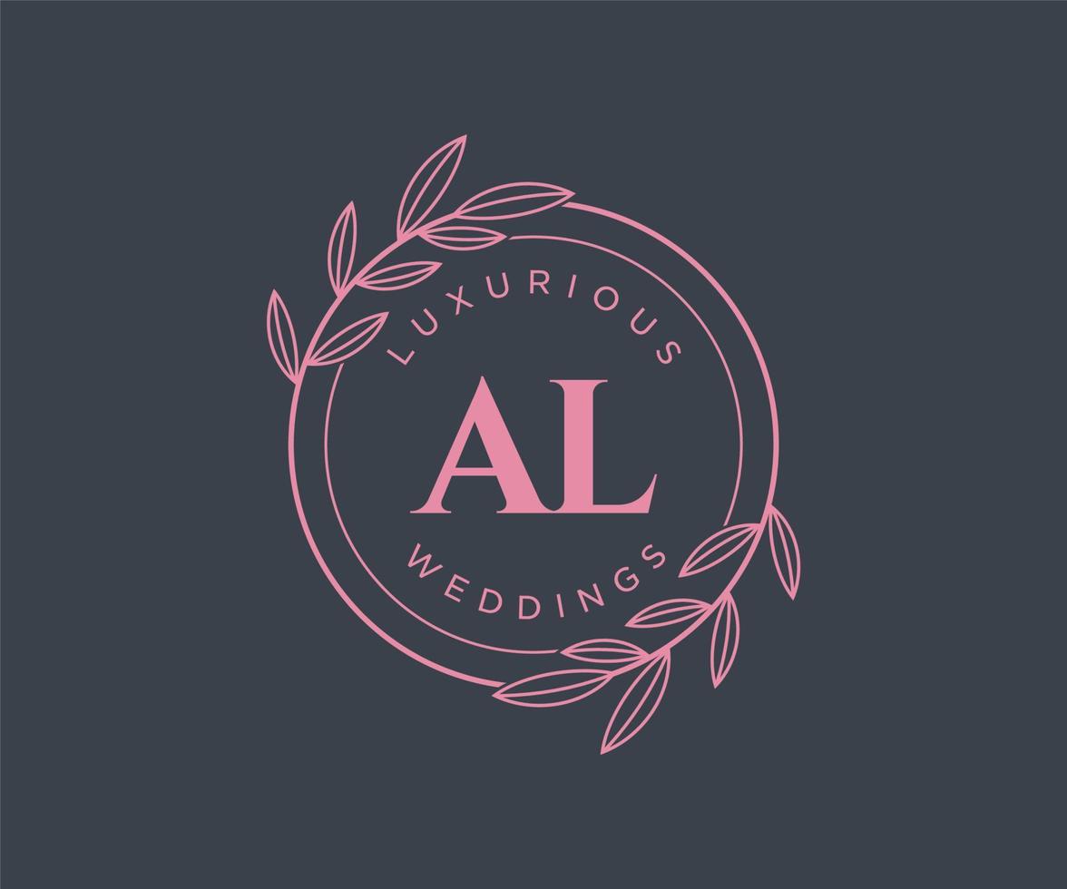 AL Initials letter Wedding monogram logos template, hand drawn modern minimalistic and floral templates for Invitation cards, Save the Date, elegant identity. vector