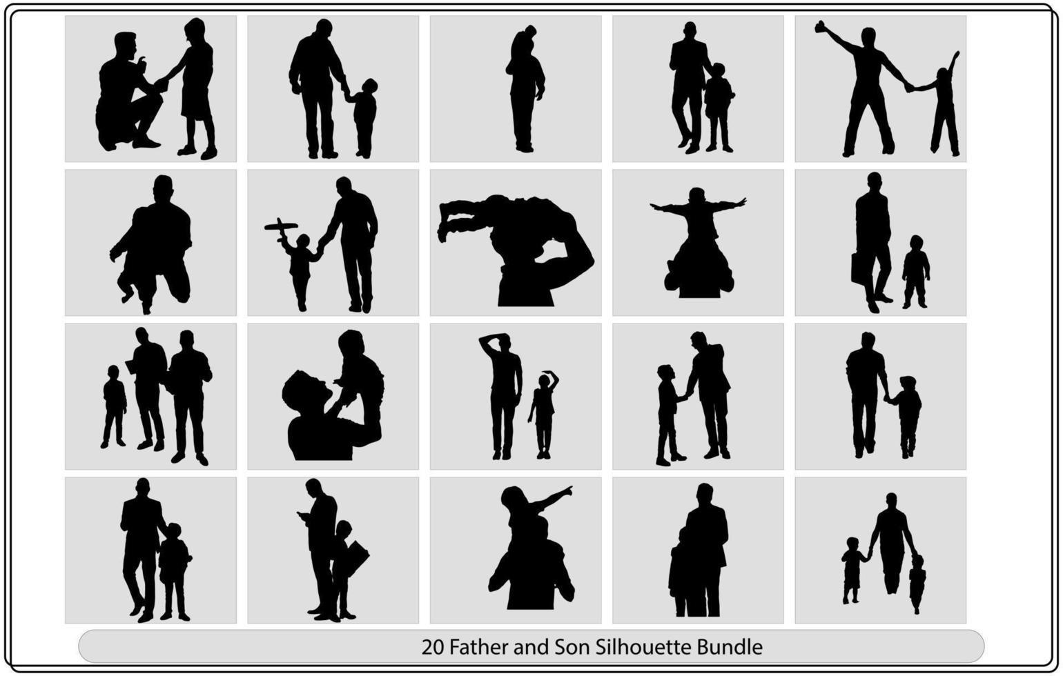 father and son silhouette vector