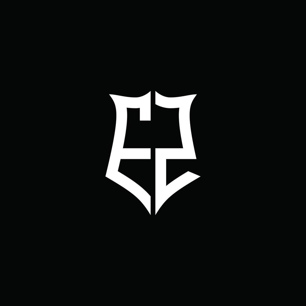 Cinta del logotipo de la letra del monograma de ez con el estilo del escudo aislado en fondo negro vector