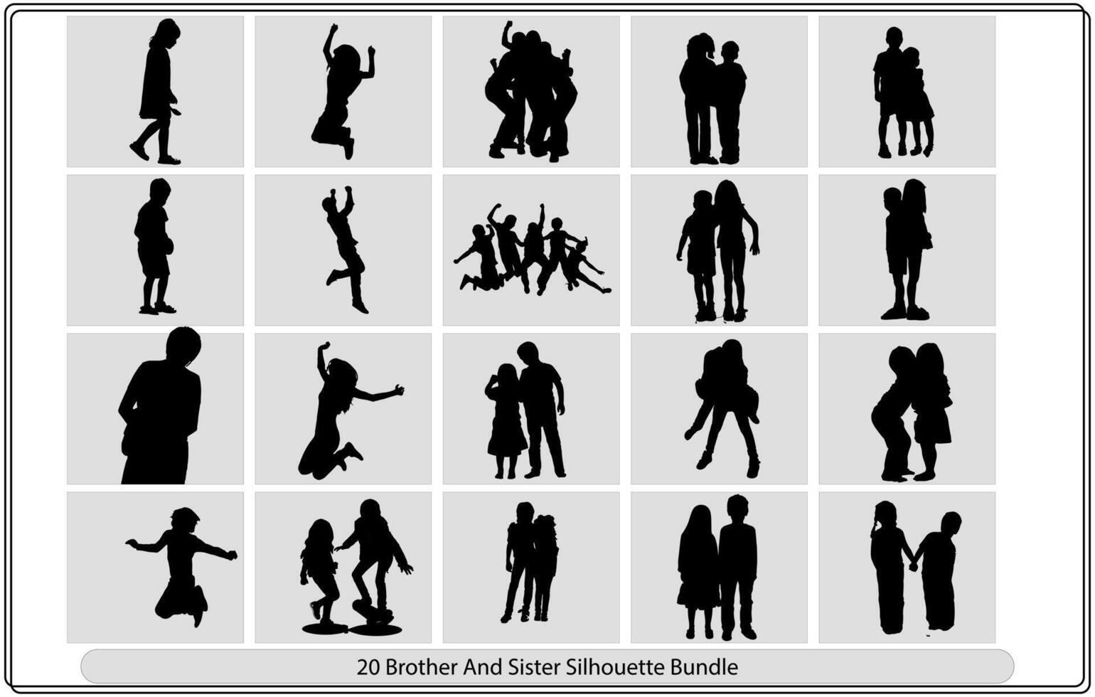 Brother And Sister Silhouette vector