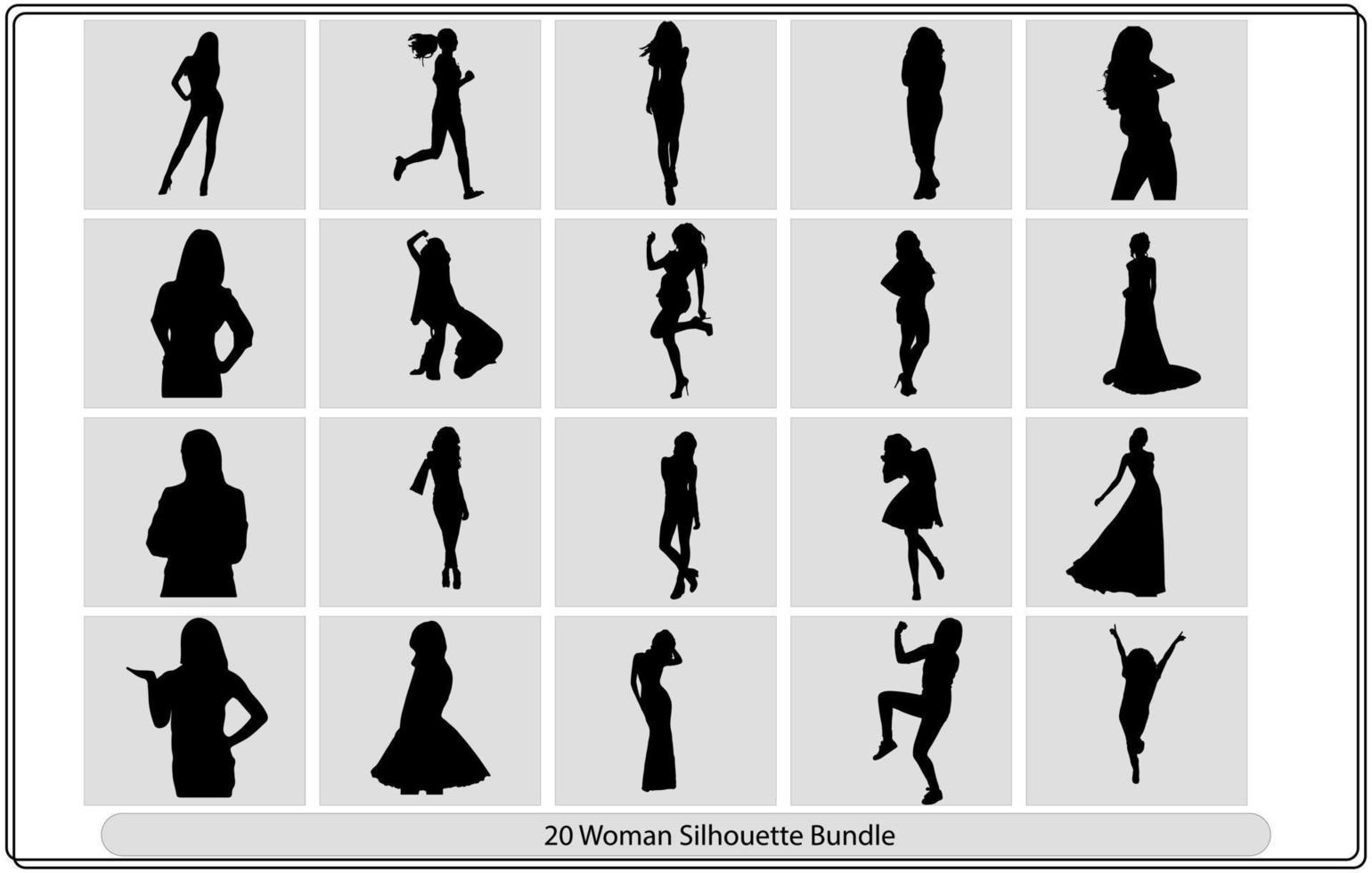 Women, group of businesswomen silhouettes. Isolated vector people