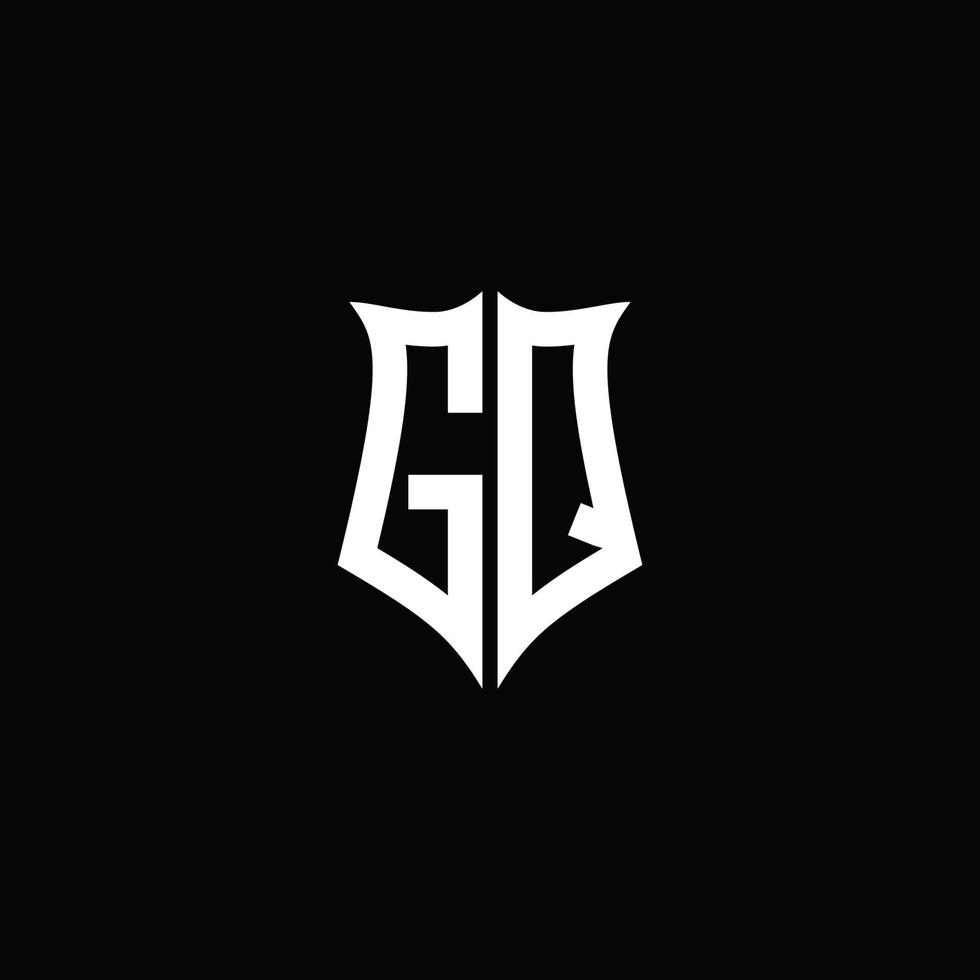 Cinta del logotipo de la letra del monograma de gq con el estilo del escudo aislado en fondo negro vector