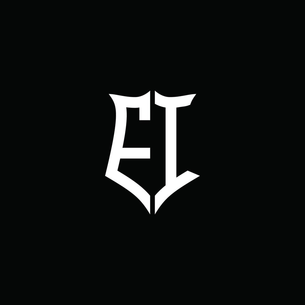 ei monograma letra logo cinta con proteger estilo aislado en negro antecedentes vector