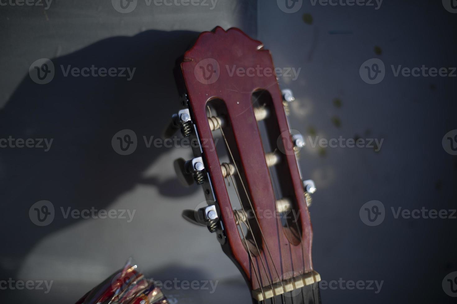 Guitar vulture. Musical instrument. strings on acoustic guitar. photo