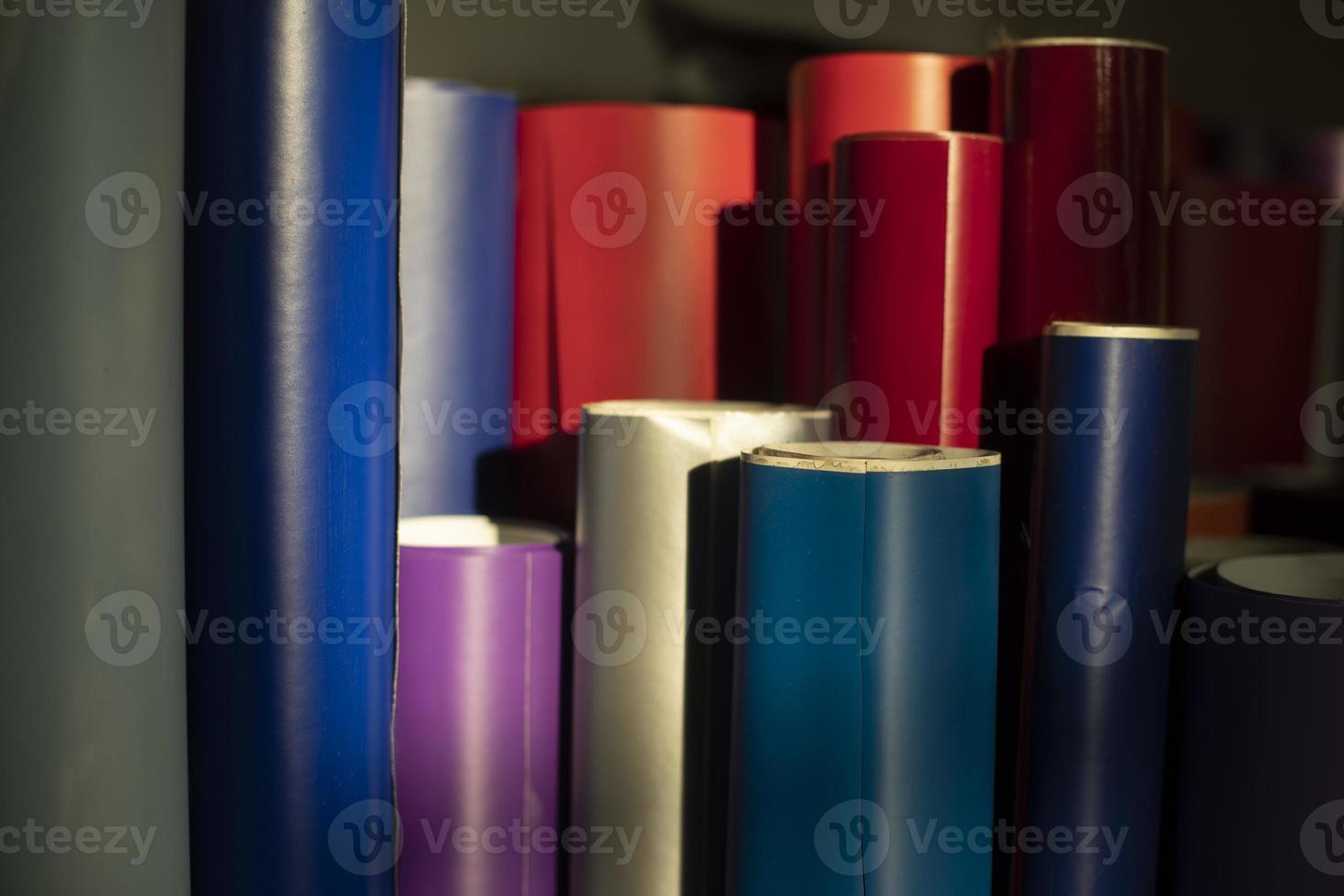 Colored paper. Film rolls. Creative material. Adhesive paper. photo