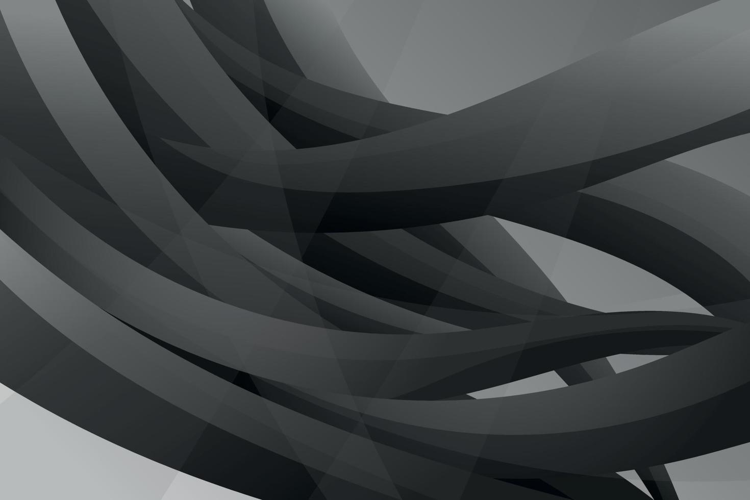 Vector abstract modern black and white background, gradient ribbons and wavy shapes.