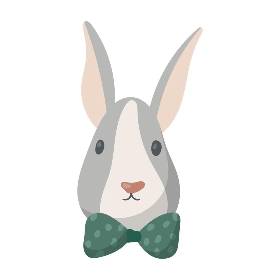 Vector cute bunny boy head with bow.