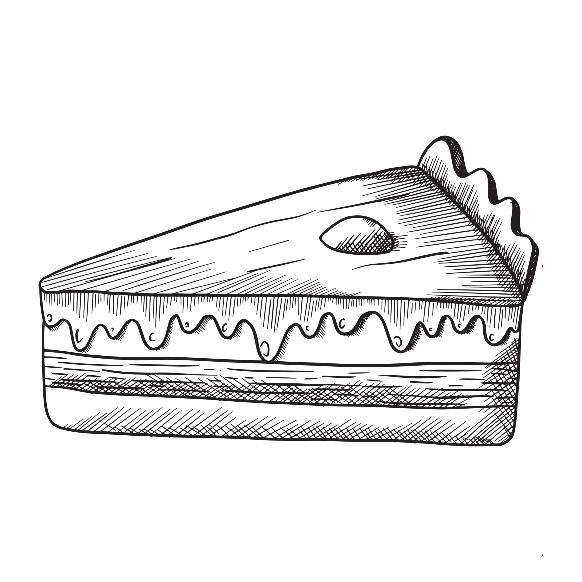 Slice of cake with candle sketch icon Royalty Free Vector