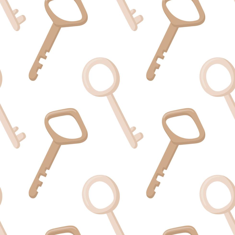 Vector seamless pattern with old golden keys.