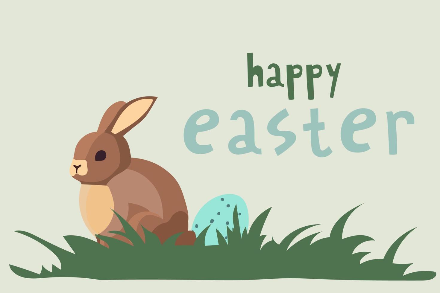 Easter card with bunny, easter eggs and celebration lettering Happy Easter vector